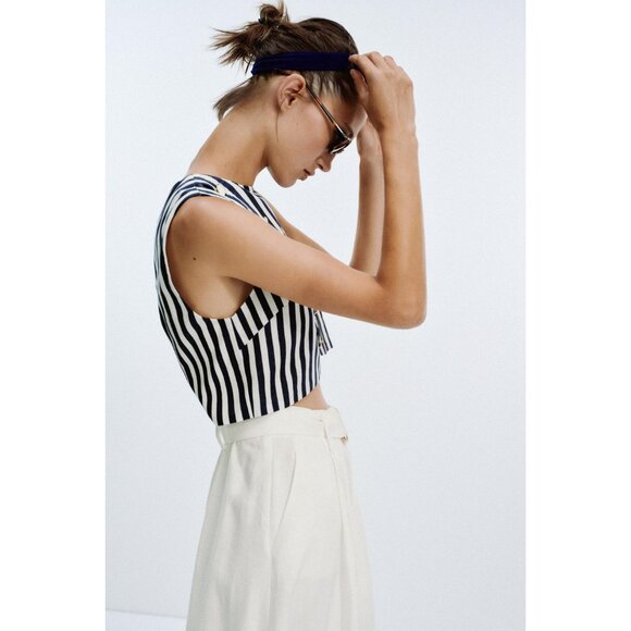 ZARA BELTED LINEN BLEND LONG DRESS - Picture 3 of 10